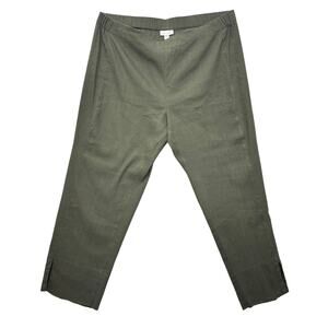 J.Jill Linen Stretch Cropped Capris Elastic Waist Pants Women's L Olive Green